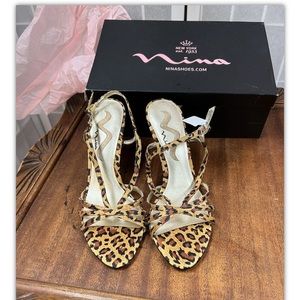Nina,Shoes,heels4”,animal print,strappy, Size8.5.:
